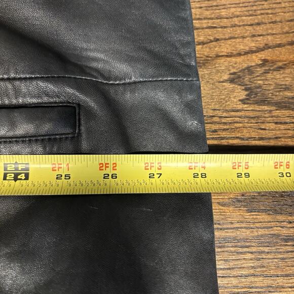 Vintage 90s Merona Men’s Black Leather Collared Full Zip Bomber Jacket Medium - Picture 5 of 6